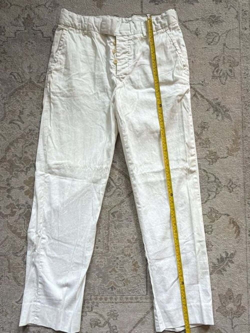 Ralph Lauren RL White Linen Button-Fly Trousers Pants